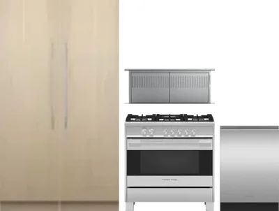 5 Piece Package Includes Refrigerator, Freezer, Range, Hood And Dishwasher